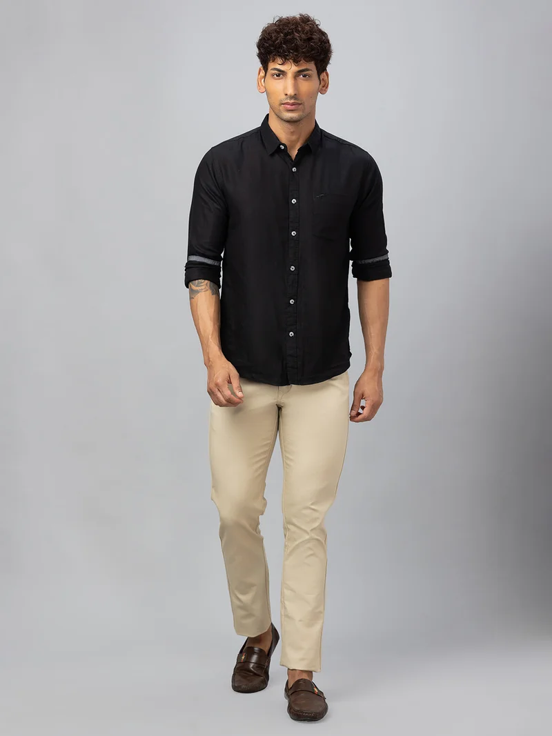 globus  Globus Men Beige Solid Cotton Casual Slim Fit Chinos for Men | Best Price UAE